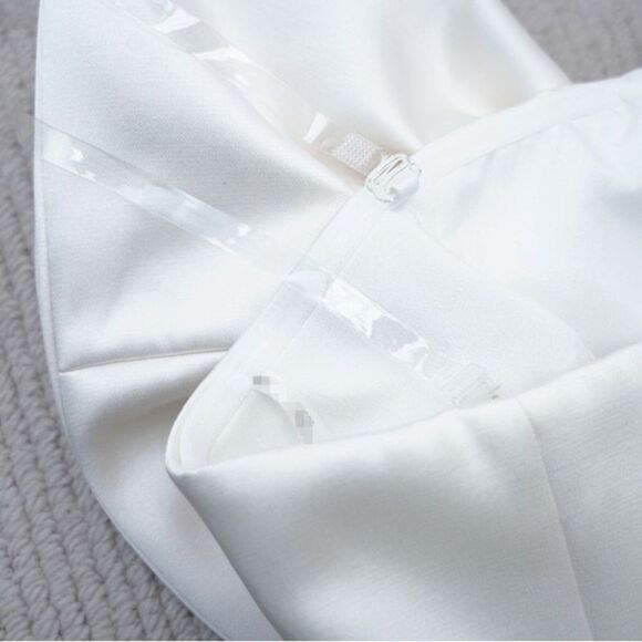 NWOT Bronx and Banco Evie Bow Satin Minidress Elegant white Mini Dress - Picture 14 of 16